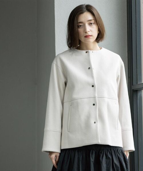 OPAQUE.CLIP / オペーク ドット クリップ その他アウター | ウールライクメルトンノーカラーコート【洗濯機洗い可】 | 詳細18