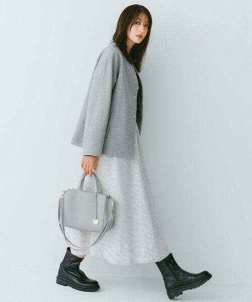 OPAQUE.CLIP / オペーク ドット クリップ その他アウター | ウールライクメルトンノーカラーコート【洗濯機洗い可】 | 詳細2