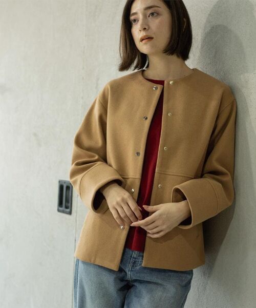 OPAQUE.CLIP / オペーク ドット クリップ その他アウター | ウールライクメルトンノーカラーコート【洗濯機洗い可】 | 詳細28