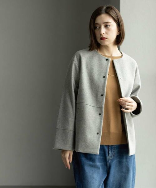 OPAQUE.CLIP / オペーク ドット クリップ その他アウター | ウールライクメルトンノーカラーコート【洗濯機洗い可】 | 詳細3