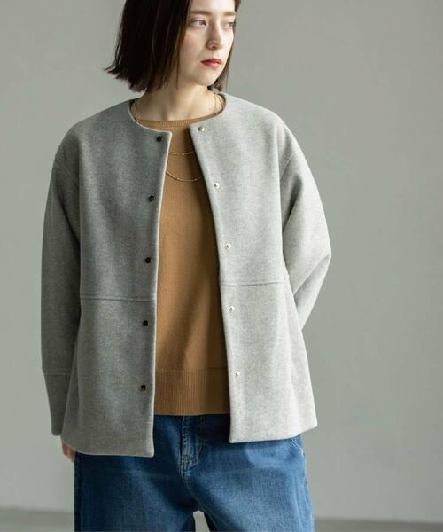 OPAQUE.CLIP / オペーク ドット クリップ その他アウター | ウールライクメルトンノーカラーコート【洗濯機洗い可】 | 詳細5