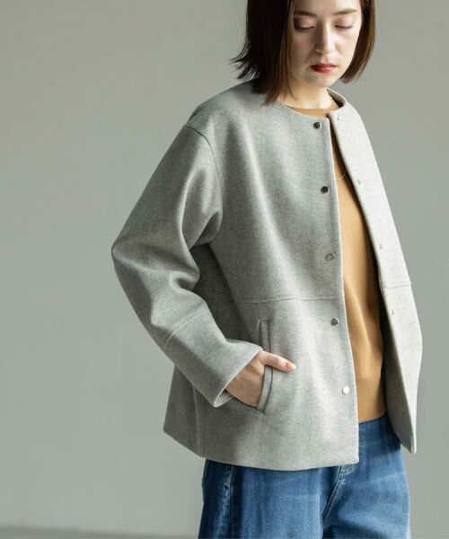 OPAQUE.CLIP / オペーク ドット クリップ その他アウター | ウールライクメルトンノーカラーコート【洗濯機洗い可】 | 詳細6
