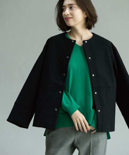 OPAQUE.CLIP / オペーク ドット クリップ その他アウター | ウールライクメルトンノーカラーコート【洗濯機洗い可】 | 詳細9