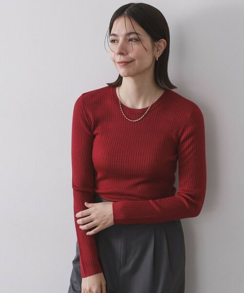 OPAQUE. CLIP/オペーク ドット クリップ シアーリブニット【洗濯機OK】 ボルドー(064) 38(M)