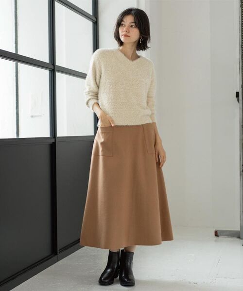 OPAQUE.CLIP / オペーク ドット クリップ ニット・セーター | スパンコールフェザーVネックニット【洗濯機OK】 | 詳細13