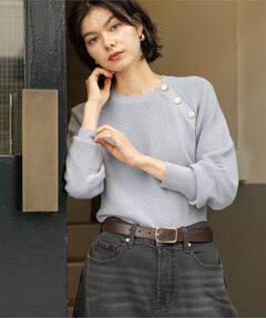 OPAQUE.CLIP / オペーク ドット クリップ ニット・セーター | ボタンデザインラメニット【洗濯機OK】