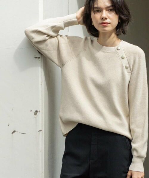 OPAQUE.CLIP / オペーク ドット クリップ ニット・セーター | ボタンデザインラメニット【洗濯機OK】 | 詳細1