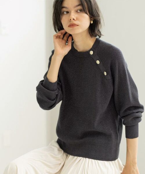 OPAQUE.CLIP / オペーク ドット クリップ ニット・セーター | ボタンデザインラメニット【洗濯機OK】 | 詳細11