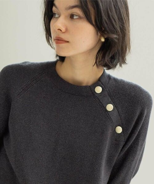 OPAQUE.CLIP / オペーク ドット クリップ ニット・セーター | ボタンデザインラメニット【洗濯機OK】 | 詳細12