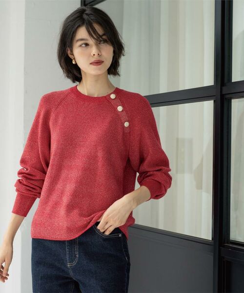 OPAQUE.CLIP / オペーク ドット クリップ ニット・セーター | ボタンデザインラメニット【洗濯機OK】 | 詳細15