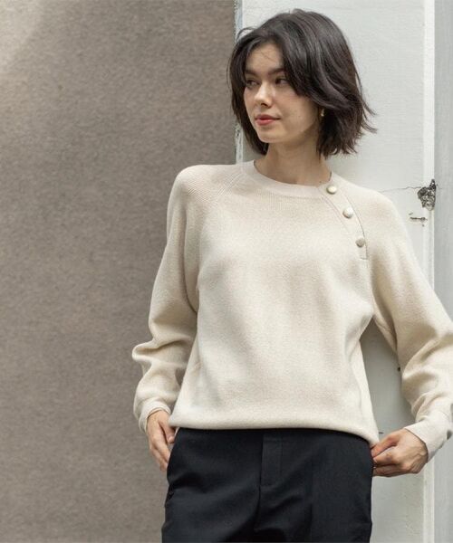 OPAQUE.CLIP / オペーク ドット クリップ ニット・セーター | ボタンデザインラメニット【洗濯機OK】 | 詳細2