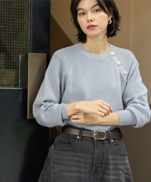 OPAQUE.CLIP / オペーク ドット クリップ ニット・セーター | ボタンデザインラメニット【洗濯機OK】 | 詳細21