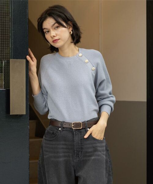 OPAQUE.CLIP / オペーク ドット クリップ ニット・セーター | ボタンデザインラメニット【洗濯機OK】 | 詳細23