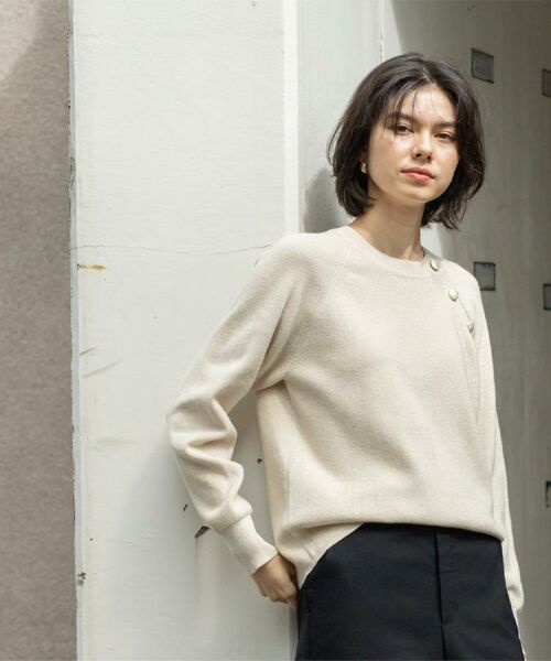 OPAQUE.CLIP / オペーク ドット クリップ ニット・セーター | ボタンデザインラメニット【洗濯機OK】 | 詳細3