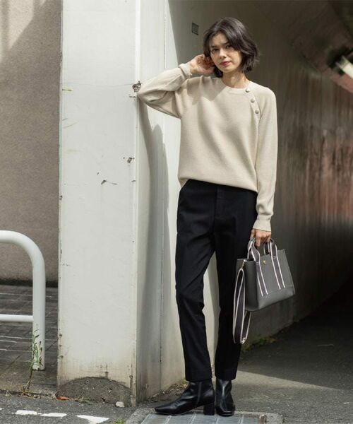 OPAQUE.CLIP / オペーク ドット クリップ ニット・セーター | ボタンデザインラメニット【洗濯機OK】 | 詳細4