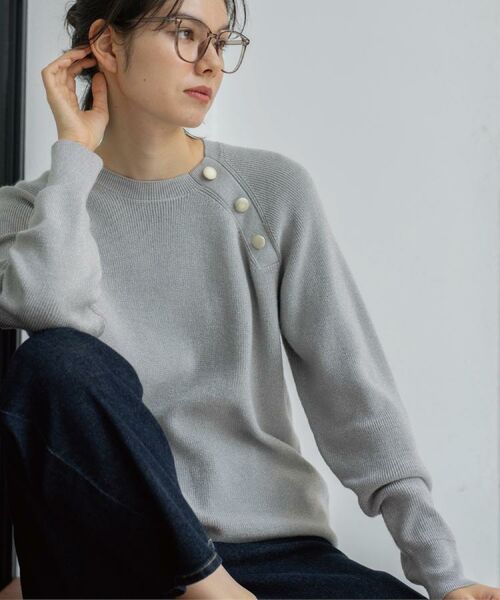 OPAQUE.CLIP / オペーク ドット クリップ ニット・セーター | ボタンデザインラメニット【洗濯機OK】 | 詳細6