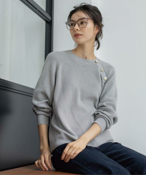 OPAQUE.CLIP / オペーク ドット クリップ ニット・セーター | ボタンデザインラメニット【洗濯機OK】 | 詳細7