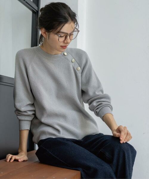 OPAQUE.CLIP / オペーク ドット クリップ ニット・セーター | ボタンデザインラメニット【洗濯機OK】 | 詳細9
