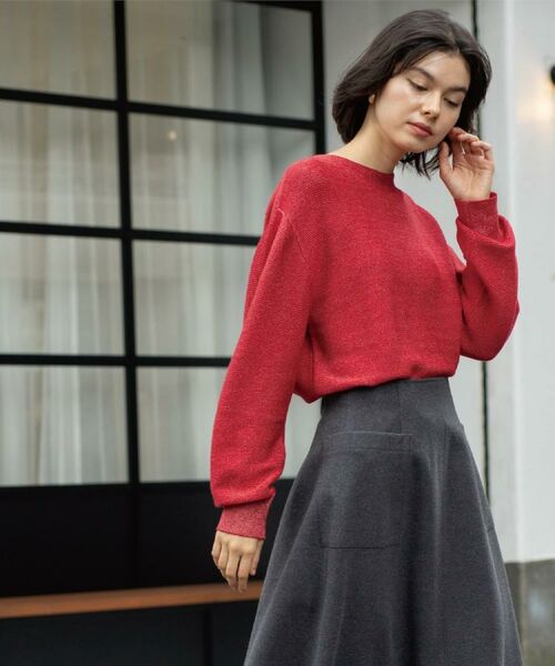 OPAQUE.CLIP / オペーク ドット クリップ ニット・セーター | ラメガーターボートネックニット【洗濯機OK】 | 詳細25