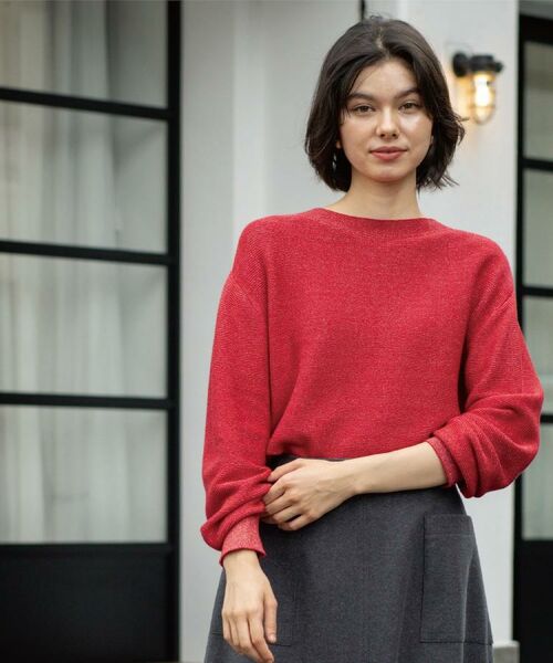 OPAQUE.CLIP / オペーク ドット クリップ ニット・セーター | ラメガーターボートネックニット【洗濯機OK】 | 詳細26