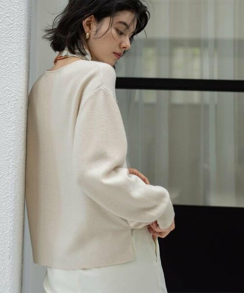 OPAQUE.CLIP / オペーク ドット クリップ ニット・セーター | ラメガーターボートネックニット【洗濯機OK】 | 詳細3