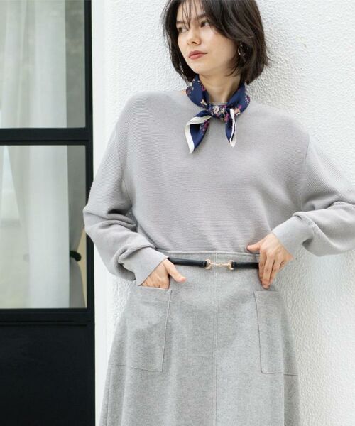 OPAQUE. CLIP/オペーク ドット クリップ ラメガーターボートネックニット【洗濯機OK】 グレー(612) 38(M)