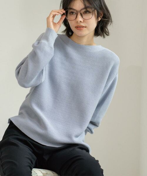 OPAQUE. CLIP/オペーク ドット クリップ ラメガーターボートネックニット【洗濯機OK】 サックスブルー(690) 36(S)