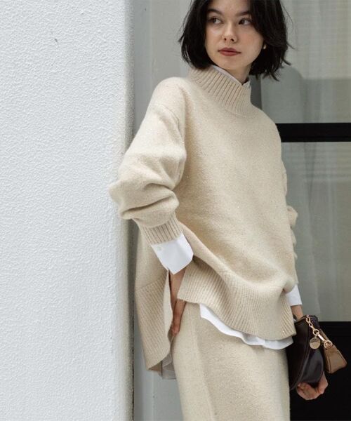 OPAQUE.CLIP / オペーク ドット クリップ ニット・セーター | ラメスパンコールハイネックニット/セットアップ対応可【洗濯機OK】 | 詳細20