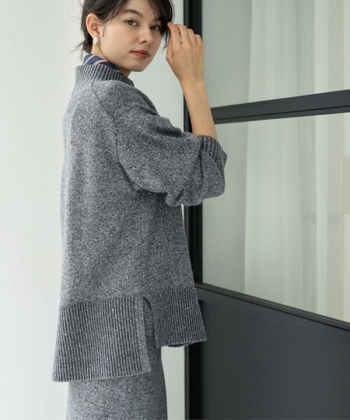 OPAQUE. CLIP/オペーク ドット クリップ ラメスパンコールハイネックニット/セットアップ対応可【洗濯機OK】 チャコールグレー(614) 40(L)
