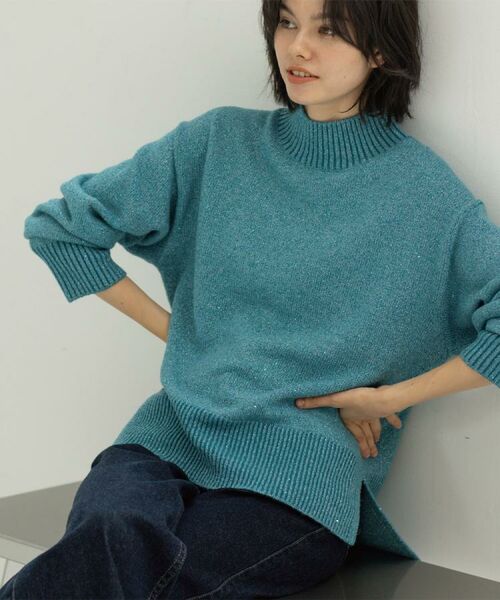 OPAQUE. CLIP/オペーク ドット クリップ ラメスパンコールハイネックニット/セットアップ対応可【洗濯機OK】 ブルーグリーン(697) 40(L) OPAQUE. CLIP/オペーク ドット クリップ ラメスパンコールハイネックニット/セットアップ対応可【洗濯機OK】 ブルーグリーン(697) 40(L)
