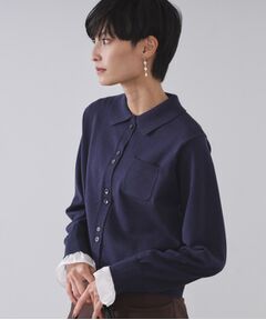 OPAQUE.CLIP / オペーク ドット クリップ ニット・セーター | 袖口ドッキング ポロ衿デザインニット【洗濯機OK】