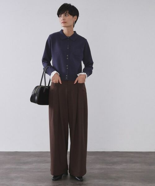 OPAQUE.CLIP / オペーク ドット クリップ ニット・セーター | 袖口ドッキング ポロ衿デザインニット【洗濯機OK】 | 詳細10