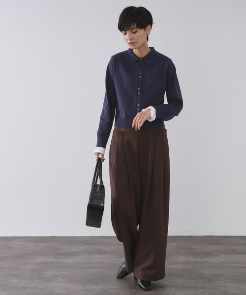 OPAQUE.CLIP / オペーク ドット クリップ ニット・セーター | 袖口ドッキング ポロ衿デザインニット【洗濯機OK】 | 詳細11