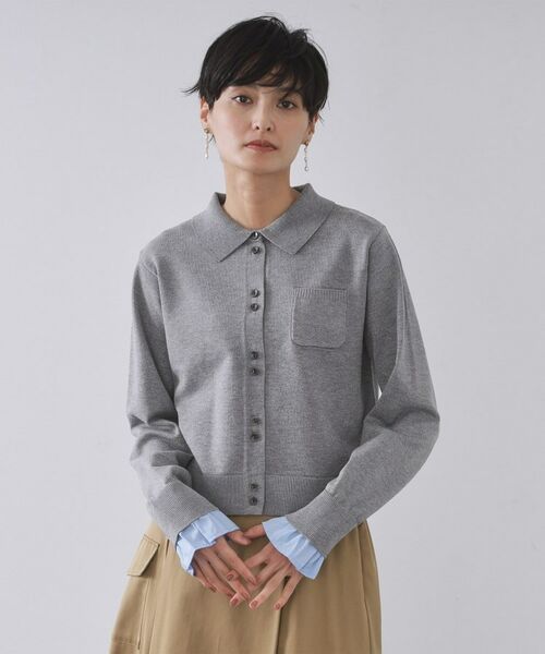 OPAQUE.CLIP / オペーク ドット クリップ ニット・セーター | 袖口ドッキング ポロ衿デザインニット【洗濯機OK】 | 詳細13