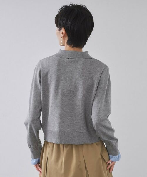 OPAQUE.CLIP / オペーク ドット クリップ ニット・セーター | 袖口ドッキング ポロ衿デザインニット【洗濯機OK】 | 詳細15