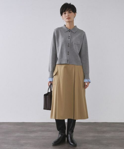 OPAQUE.CLIP / オペーク ドット クリップ ニット・セーター | 袖口ドッキング ポロ衿デザインニット【洗濯機OK】 | 詳細2