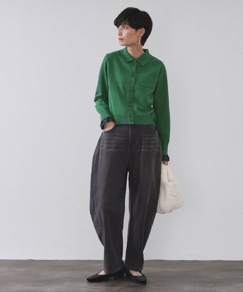 OPAQUE.CLIP / オペーク ドット クリップ ニット・セーター | 袖口ドッキング ポロ衿デザインニット【洗濯機OK】 | 詳細6