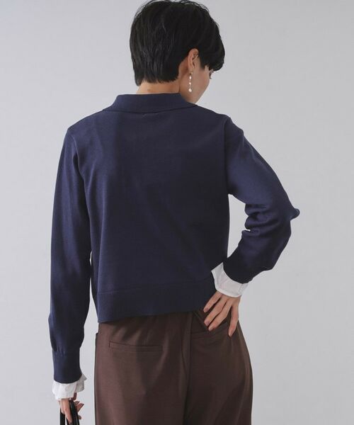 OPAQUE.CLIP / オペーク ドット クリップ ニット・セーター | 袖口ドッキング ポロ衿デザインニット【洗濯機OK】 | 詳細9