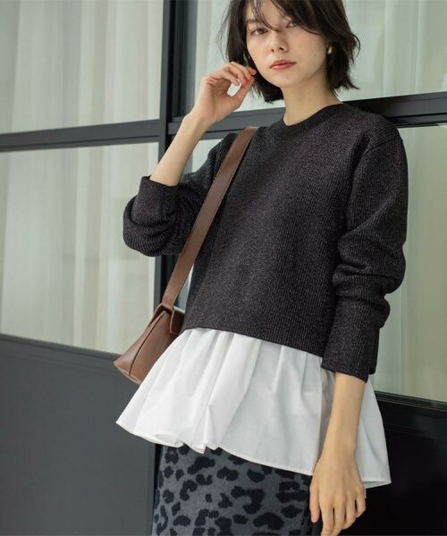 OPAQUE. CLIP/オペーク ドット クリップ 《ツインセット》ショートラメニット×フレアタンクトップ【洗濯機OK】 ブラック(619) 40(L)