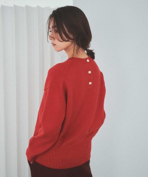 OPAQUE.CLIP / オペーク ドット クリップ ニット・セーター | バックボタンリラクシーニット【洗濯機OK】《8col》 | 詳細1