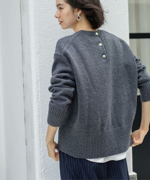 OPAQUE.CLIP / オペーク ドット クリップ ニット・セーター | バックボタンリラクシーニット【洗濯機OK】《8col》 | 詳細10