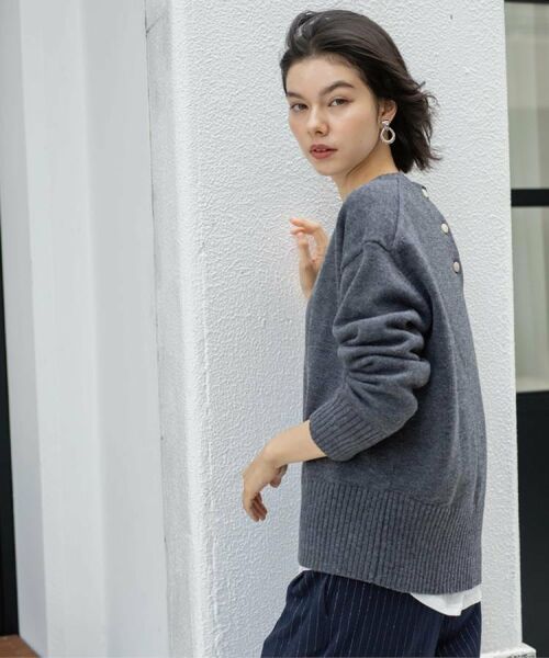 OPAQUE.CLIP / オペーク ドット クリップ ニット・セーター | バックボタンリラクシーニット【洗濯機OK】《8col》 | 詳細12