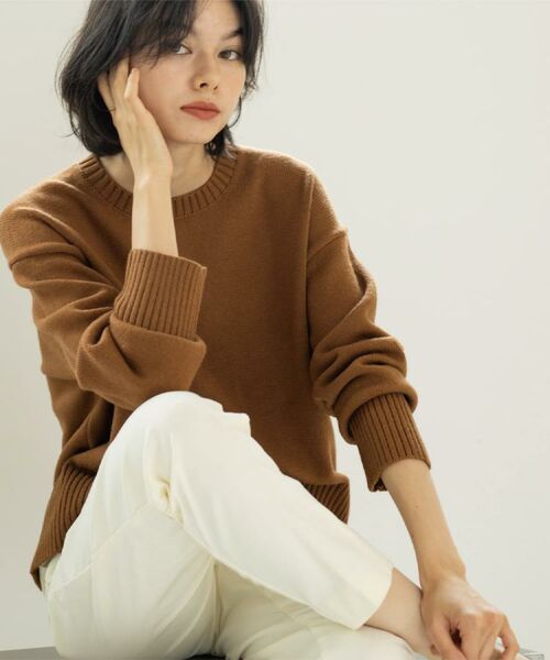 OPAQUE.CLIP / オペーク ドット クリップ ニット・セーター | バックボタンリラクシーニット【洗濯機OK】《8col》 | 詳細17