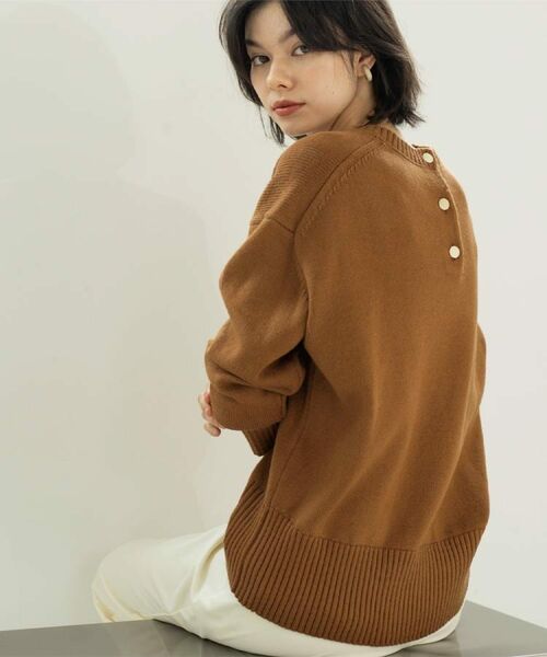 OPAQUE.CLIP / オペーク ドット クリップ ニット・セーター | バックボタンリラクシーニット【洗濯機OK】《8col》 | 詳細20