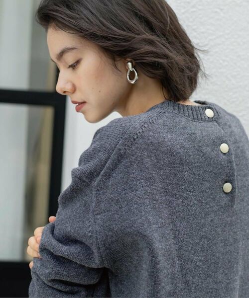 OPAQUE.CLIP / オペーク ドット クリップ ニット・セーター | バックボタンリラクシーニット【洗濯機OK】《8col》 | 詳細9