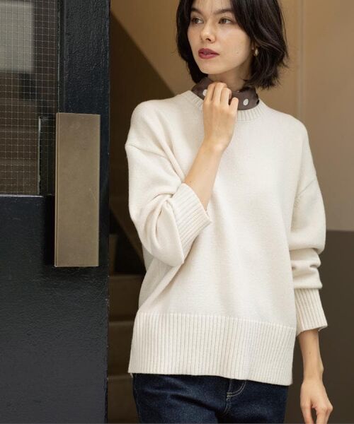 OPAQUE. CLIP/オペーク ドット クリップ バックボタンリラクシーニット【洗濯機OK】《8col》 オフホワイト(003) 42(LL)