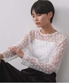 OPAQUE.CLIP / オペーク ドット クリップ カットソー | チュールフラワー刺繍シアートップス【洗濯機OK】
