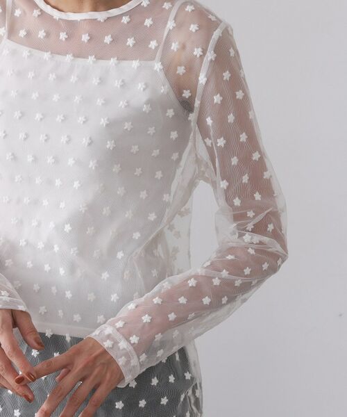 OPAQUE.CLIP / オペーク ドット クリップ カットソー | チュールフラワー刺繍シアートップス【洗濯機OK】 | 詳細10