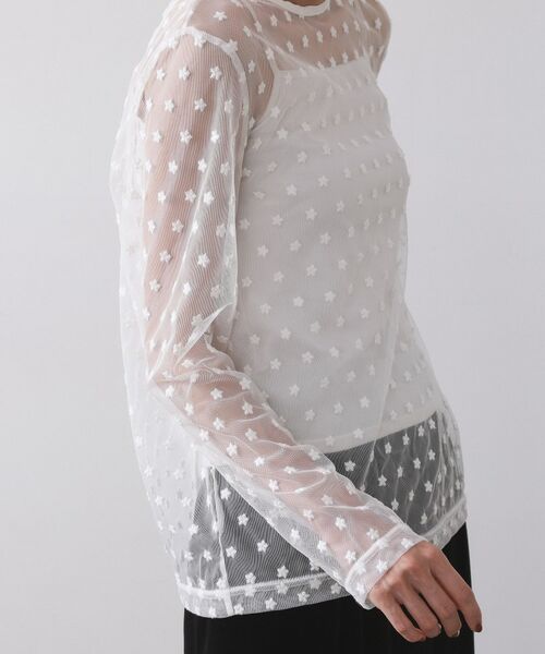 OPAQUE.CLIP / オペーク ドット クリップ カットソー | チュールフラワー刺繍シアートップス【洗濯機OK】 | 詳細11