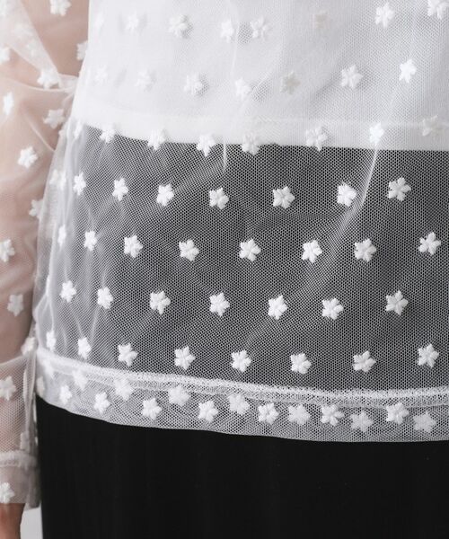 OPAQUE.CLIP / オペーク ドット クリップ カットソー | チュールフラワー刺繍シアートップス【洗濯機OK】 | 詳細12